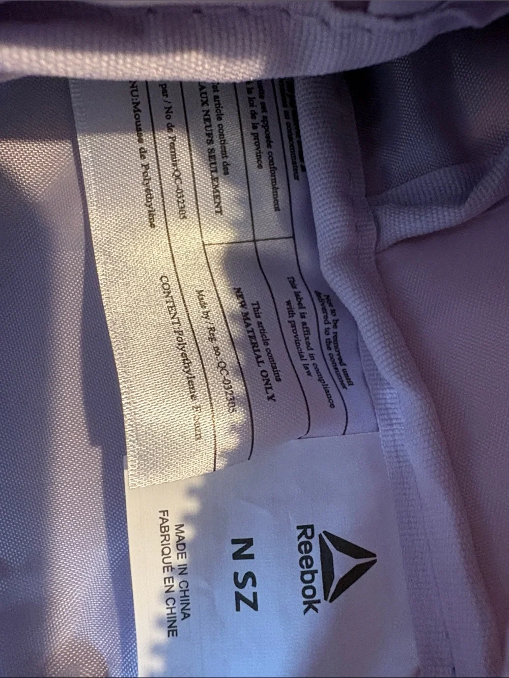 Reebok Pale Pink Mini Backpack with Lavender Logo